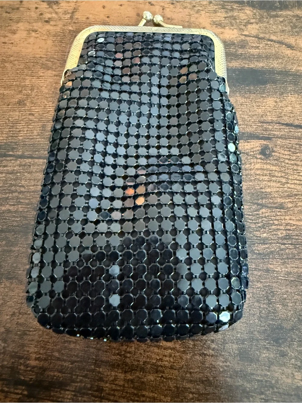 Black Sequin Kiss-Lock Evening Pouch